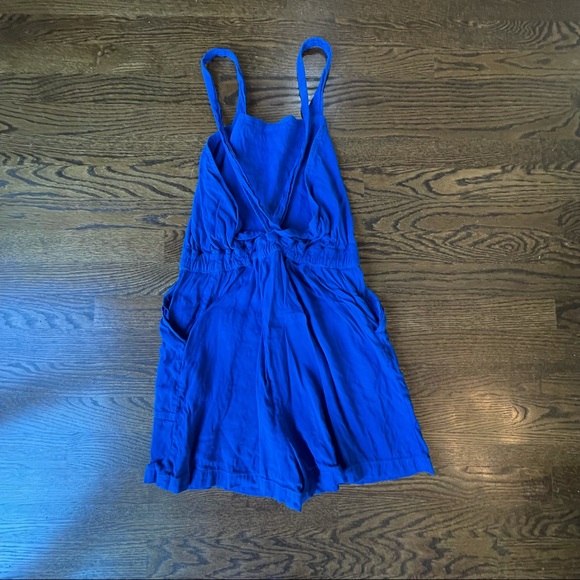 Zara Pants & Jumpsuits Zara Linen Blend Short Jumpsuit Blue Size